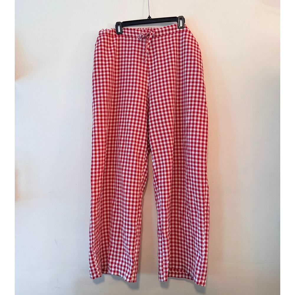 Sonderhaus red white gingham pants size XL